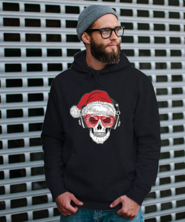 Natale con teschio Felpa Premium con cappuccio Uomo