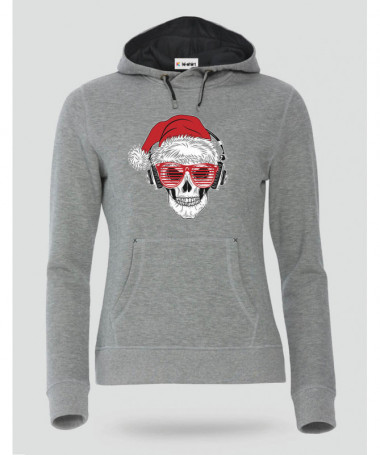 Natale con teschio Felpa Premium con cappuccio Donna