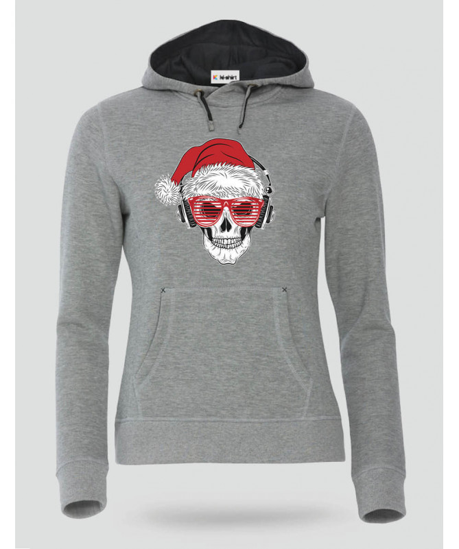Natale con teschio Felpa Premium con cappuccio Donna