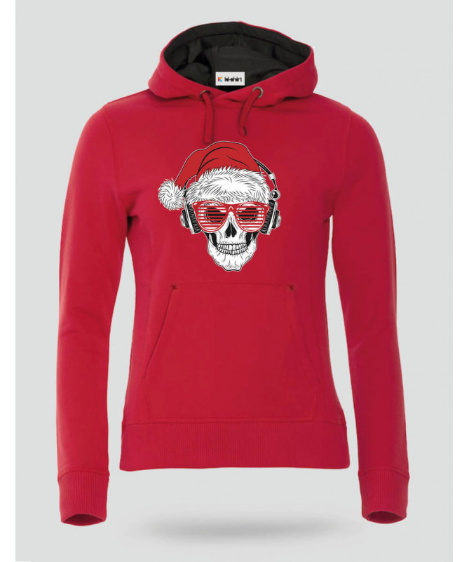 Natale con teschio Felpa Premium con cappuccio Donna