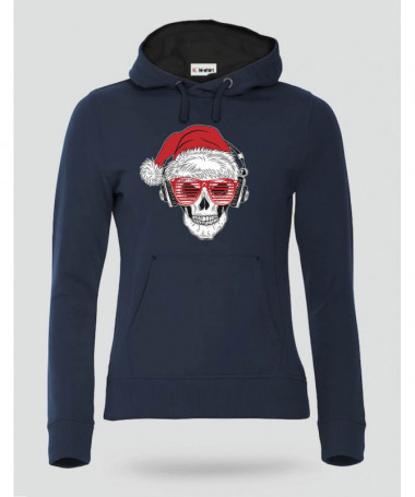 Natale con teschio Felpa Premium con cappuccio Donna