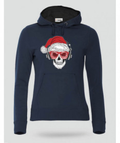 Natale con teschio Felpa Premium con cappuccio Donna