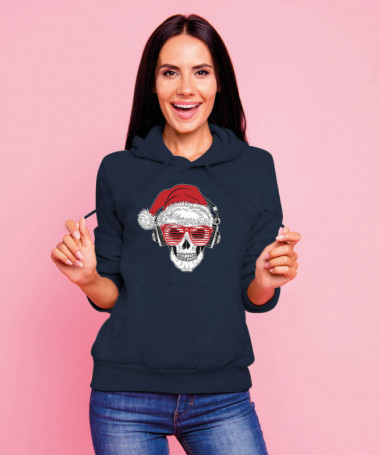 Natale con teschio Felpa Premium con cappuccio Donna