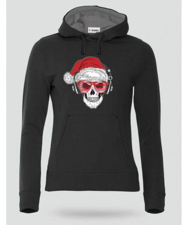 Natale con teschio Felpa Premium con cappuccio Donna