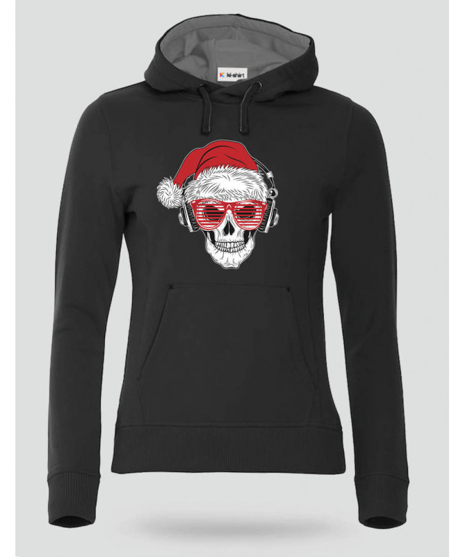 Natale con teschio Felpa Premium con cappuccio Donna