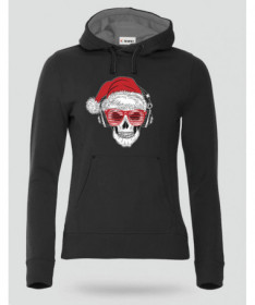 Natale con teschio Felpa Premium con cappuccio Donna
