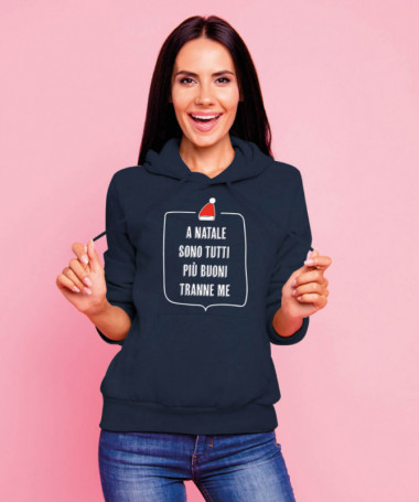 Natale tutti più buoni Felpa Premium con cappuccio Donna