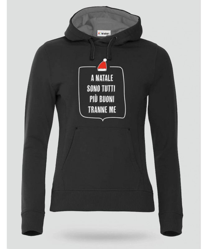 Natale tutti più buoni Felpa Premium con cappuccio Donna