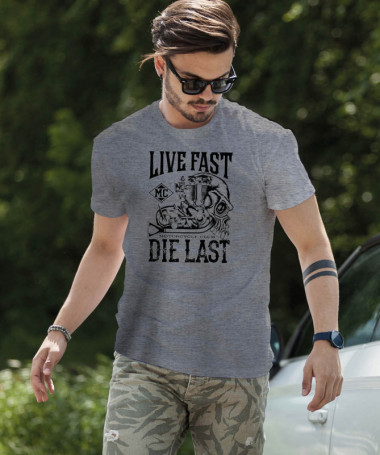 Live fast die last T-shirt Basic Uomo
