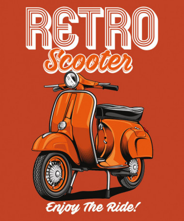 Retro scooter  T-shirt Scollo V