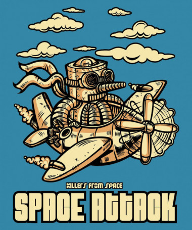Space attack  T-shirt Scollo V