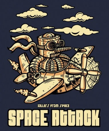 Space attack  T-shirt Scollo V