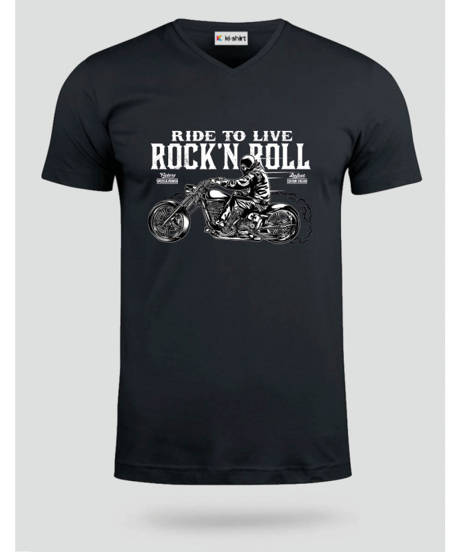 Ride to live rocknroll  T-shirt Scollo V