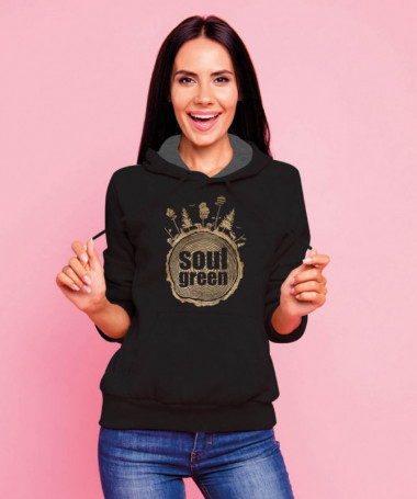 Soul green Felpa Premium con cappuccio Donna
