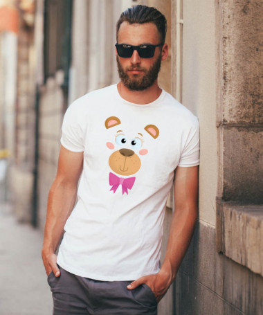 Orsetto fiocco rosa T-shirt Basic Uomo