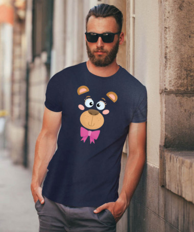 Orsetto fiocco rosa T-shirt Basic Uomo