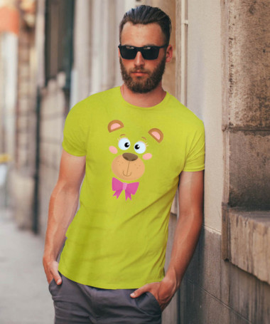 Orsetto fiocco rosa T-shirt Basic Uomo