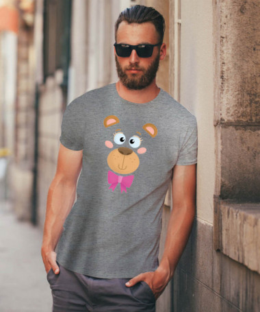 Orsetto fiocco rosa T-shirt Basic Uomo