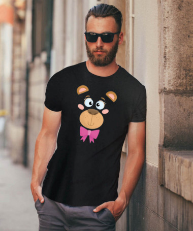 Orsetto fiocco rosa T-shirt Basic Uomo