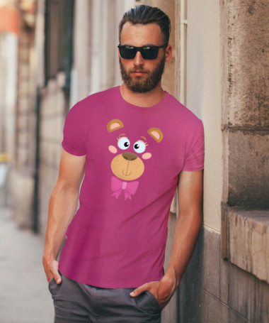 Orsetto fiocco rosa T-shirt Basic Uomo