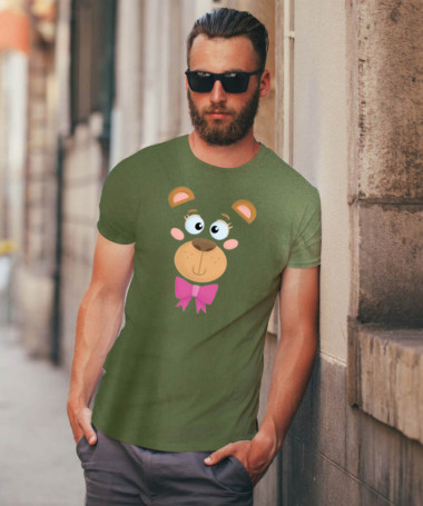 Orsetto fiocco rosa T-shirt Basic Uomo