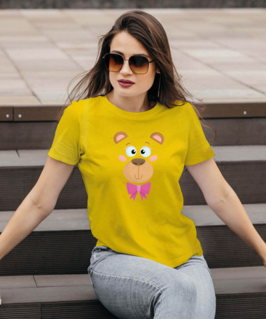 Orsetto fiocco rosa T-shirt Basic Donna