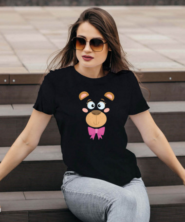 Orsetto fiocco rosa T-shirt Basic Donna