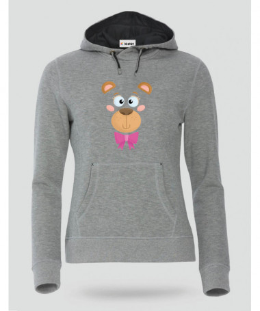 Orsetto fiocco rosa Felpa Premium con cappuccio Donna