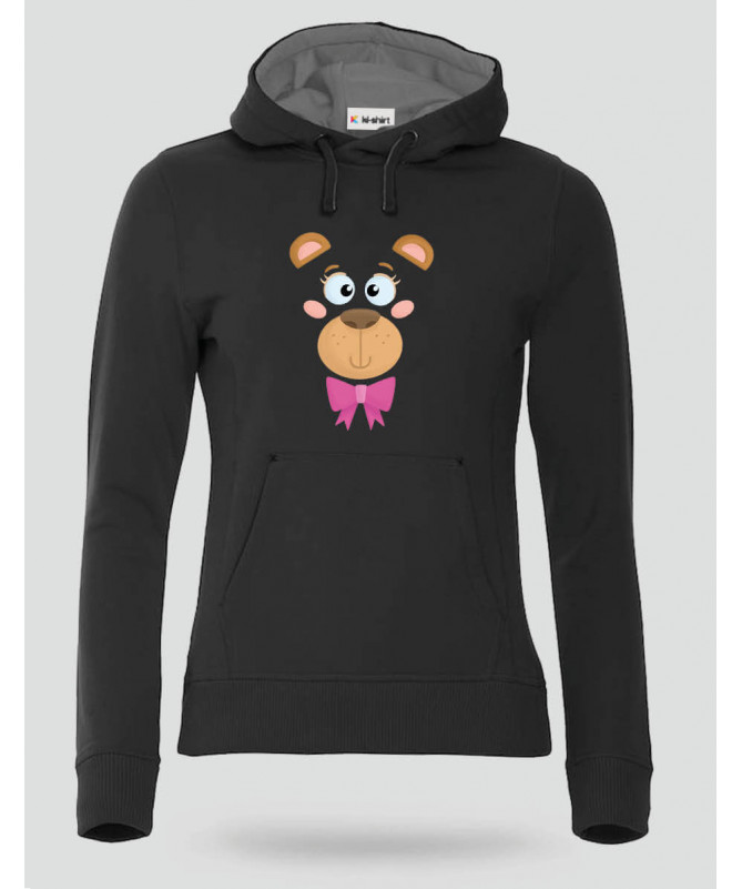 Orsetto fiocco rosa Felpa Premium con cappuccio Donna