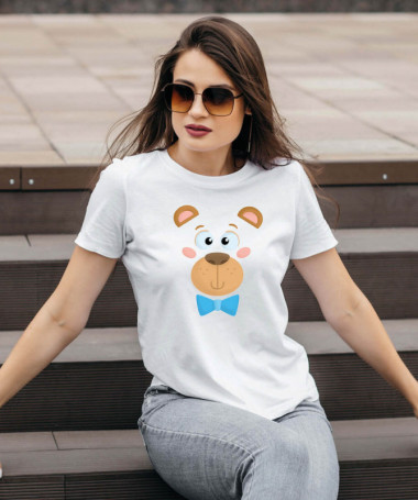 Orsetto fiocco blu T-shirt Basic Donna