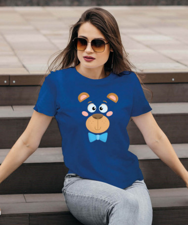 Orsetto fiocco blu T-shirt Basic Donna