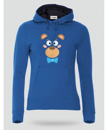 Orsetto fiocco blu Felpa Premium con cappuccio Donna