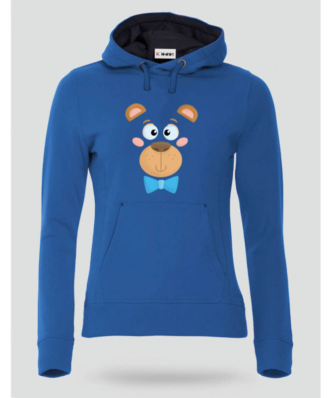 Orsetto fiocco blu Felpa Premium con cappuccio Donna