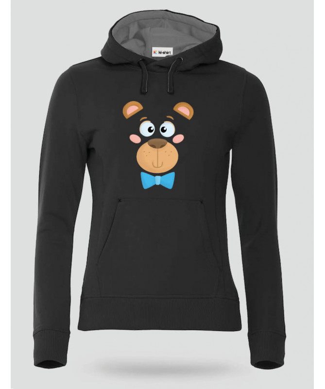 Orsetto fiocco blu Felpa Premium con cappuccio Donna