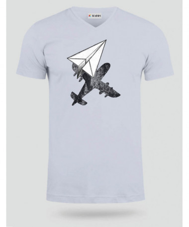 Aereo carta  T-shirt Scollo V
