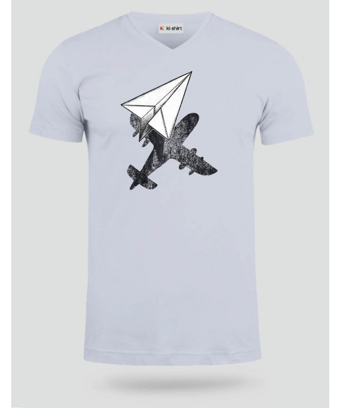 Aereo carta  T-shirt Scollo V