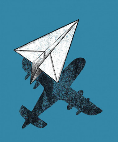 Aereo carta  T-shirt Scollo V