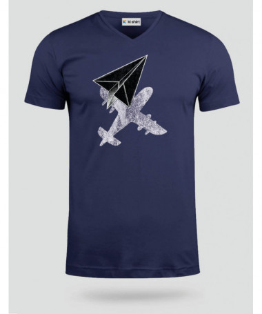 Aereo carta  T-shirt Scollo V