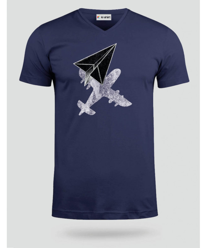 Aereo carta  T-shirt Scollo V