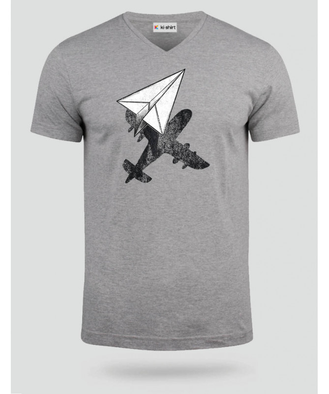 Aereo carta  T-shirt Scollo V