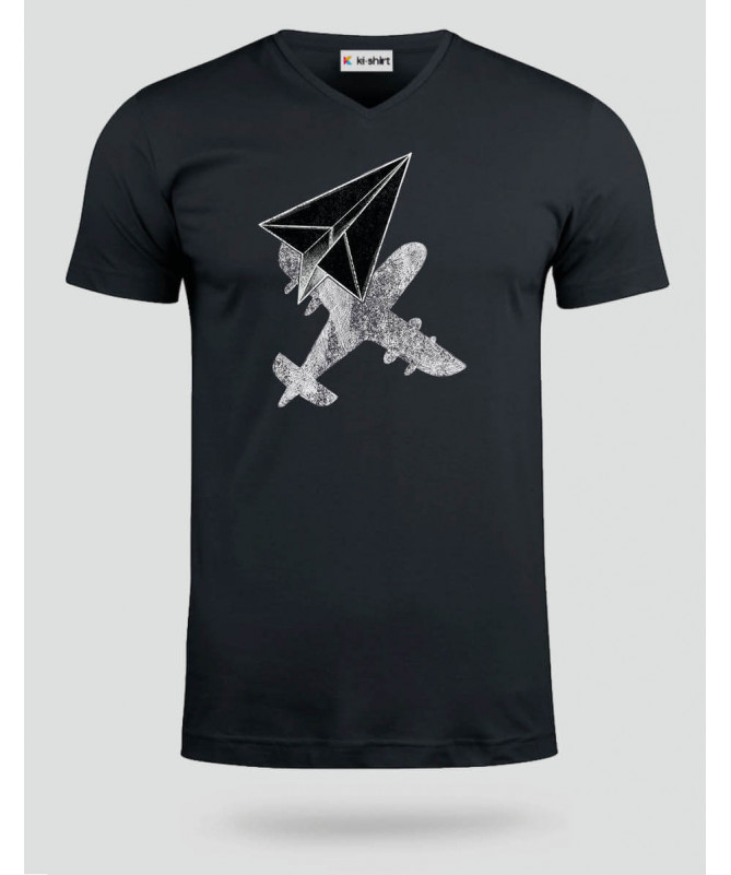 Aereo carta  T-shirt Scollo V