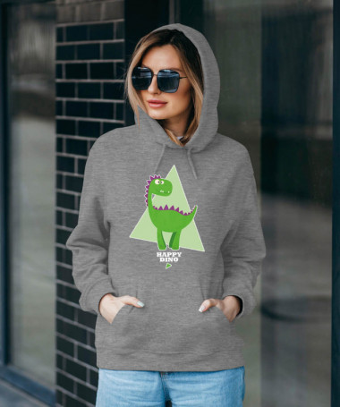 Happy dino Felpa Premium con cappuccio Donna