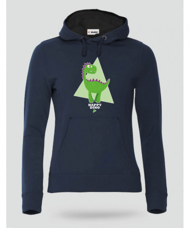 Happy dino Felpa Premium con cappuccio Donna