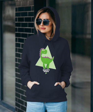 Happy dino Felpa Premium con cappuccio Donna