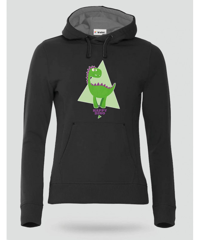 Happy dino Felpa Premium con cappuccio Donna