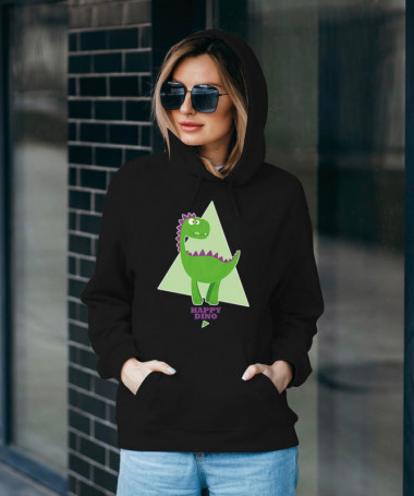 Happy dino Felpa Premium con cappuccio Donna
