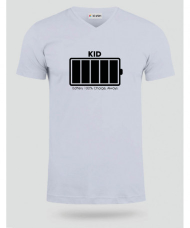 100 battery  T-shirt Scollo V
