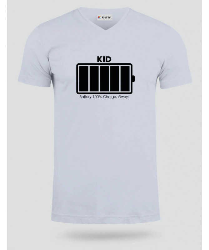 100 battery  T-shirt Scollo V