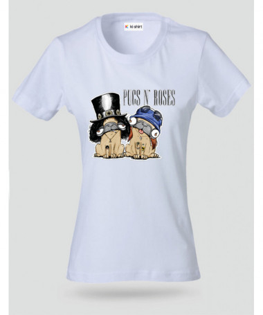 pugsnrosesdog T-shirt Basic Donna