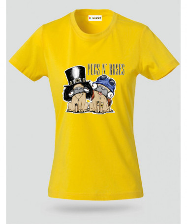 pugsnrosesdog T-shirt Basic Donna